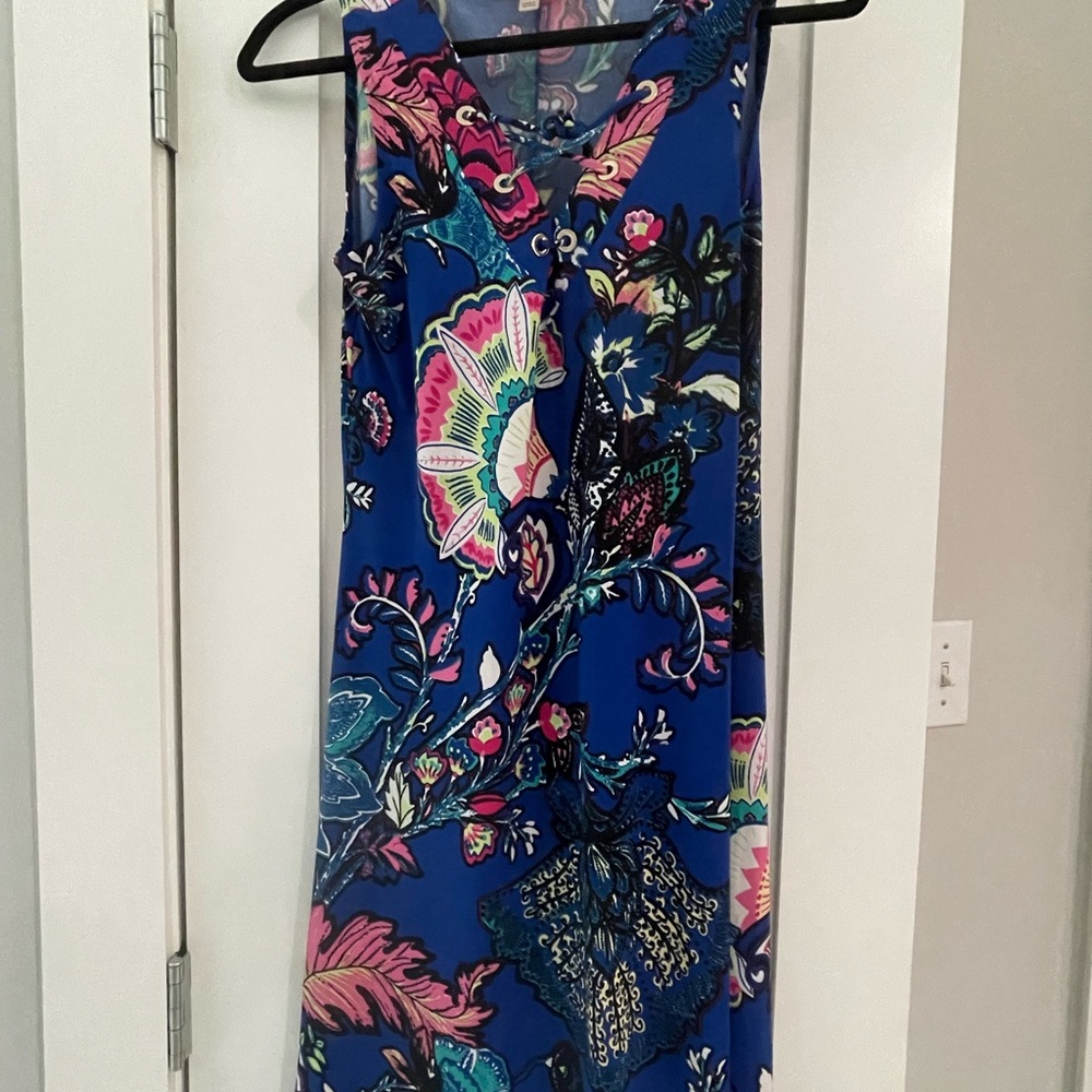Philosophy Sheath Dress Pink and Blue V-neck Sleeveless